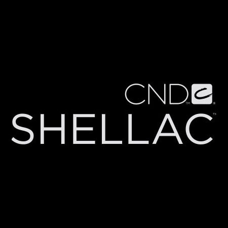 CND Shellac logo on a black background.